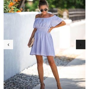 Riesling embroidered off the shoulder lavender